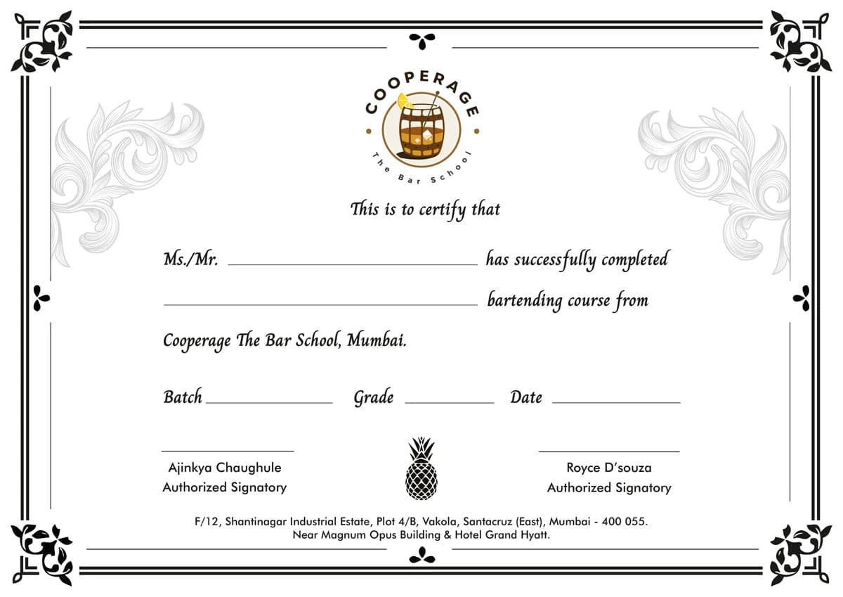 Cooperage course certificate preview